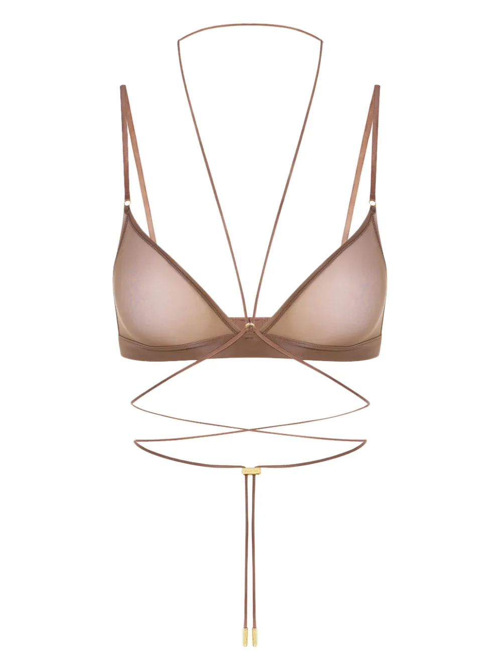 

Треугольный бюстгальтер с перекрещивающимися бретелями Maison Close, коричневый