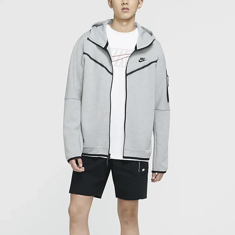 Толстовка с капюшоном на молнии Tech Fleece Asia Sizing Nike, темно-серый — фото 4