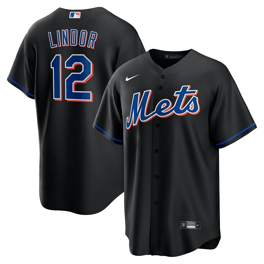 

Мужская футболка Nike Francisco Lindor Black New York Mets 2022 Alternate Replica Player, цвет Met Black