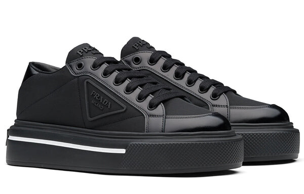 Кроссовки macro re-nylon and brushed leather sneakers 'black' Prada, черный — фото 3