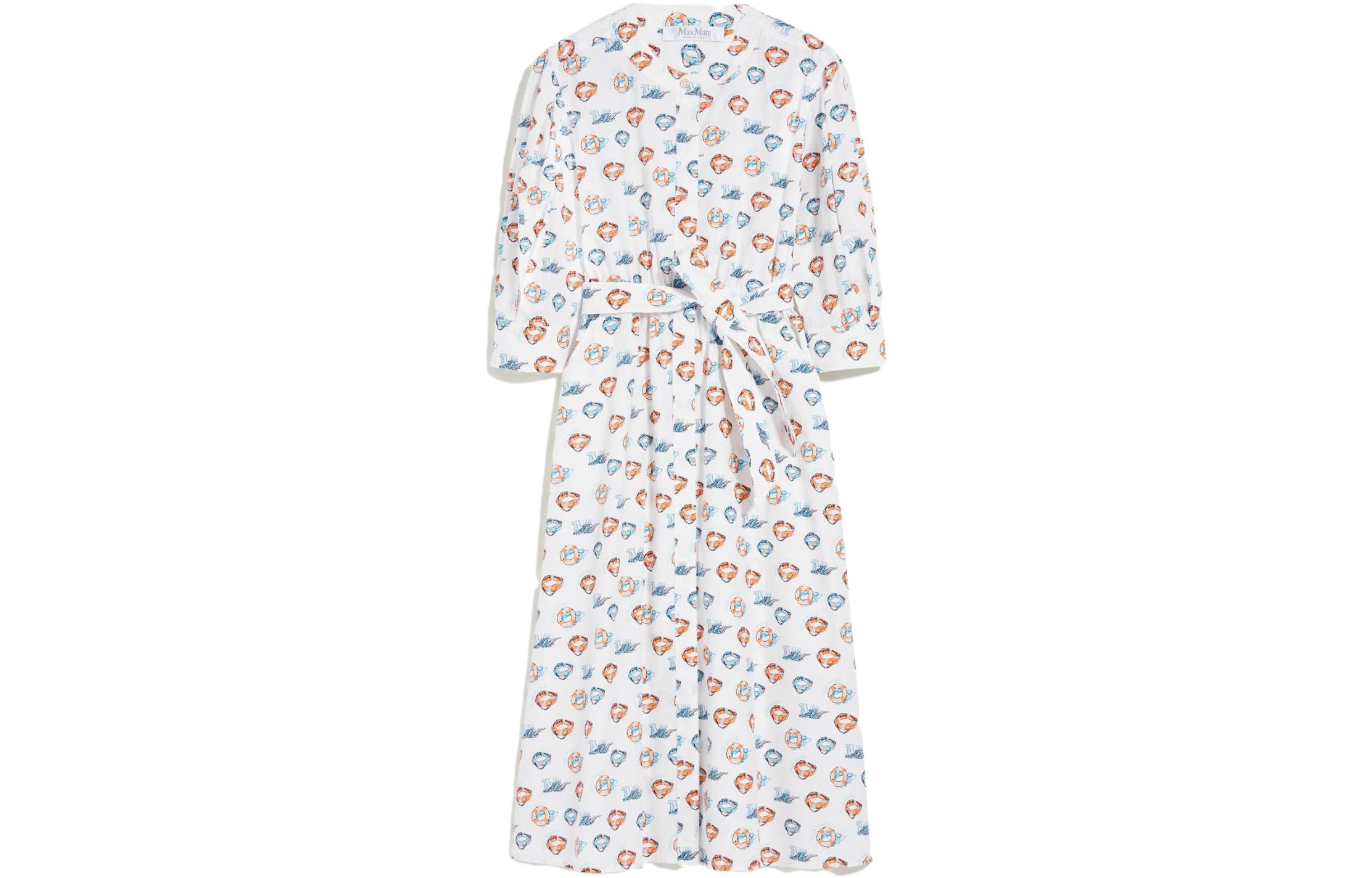 

MaxMara Canoa Collection, женский пояс с принтом Donut All Over и рукавами 3/4, белый