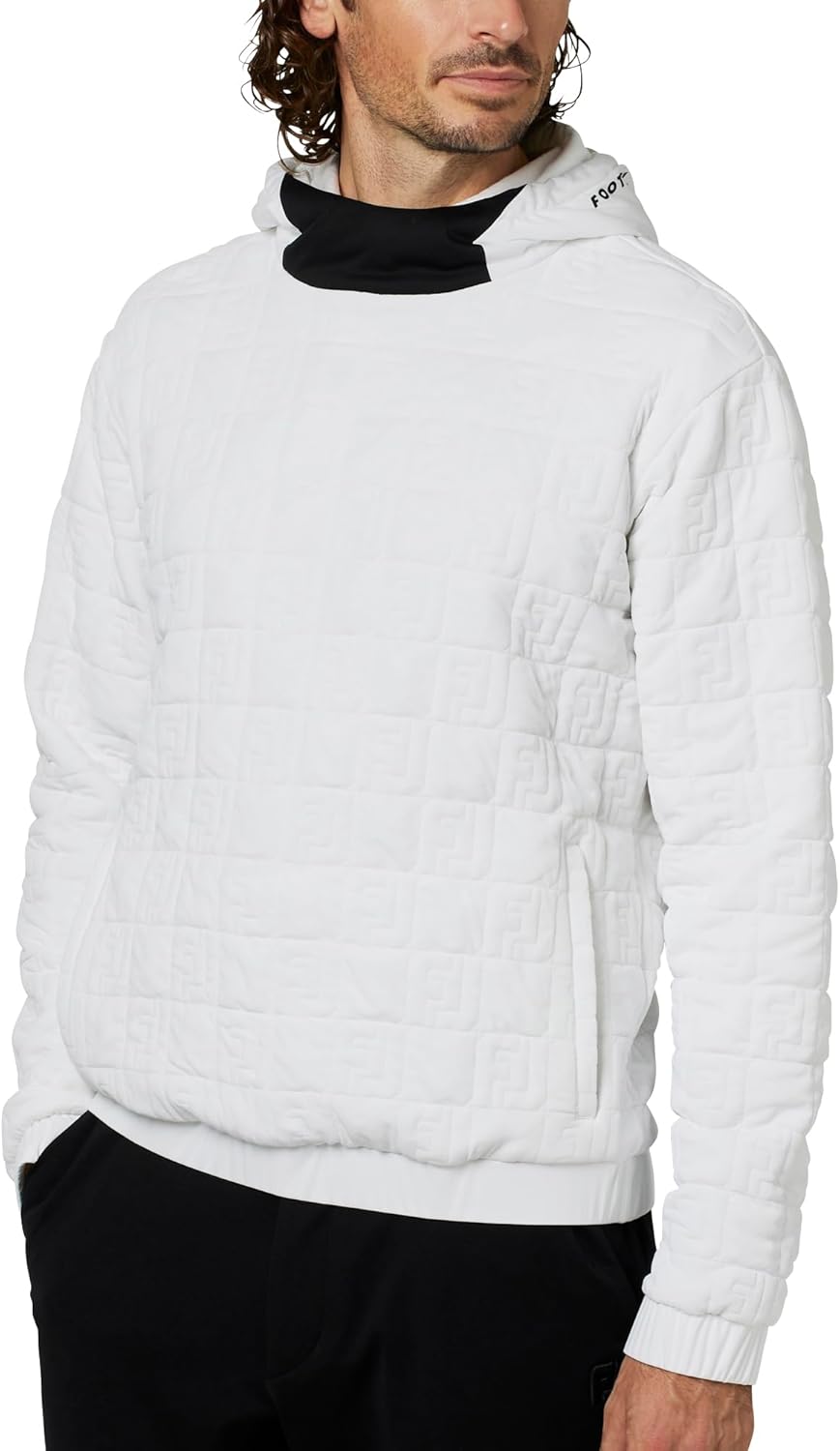 

Футболка для гольфа FootJoy с жаккардовым логотипом FJ и капюшоном, белый