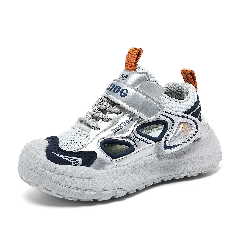 Детские повседневные кроссовки Kids BOBDOG, AJ6046 Black Gray[Leather Upper Waterproof] — фото 4