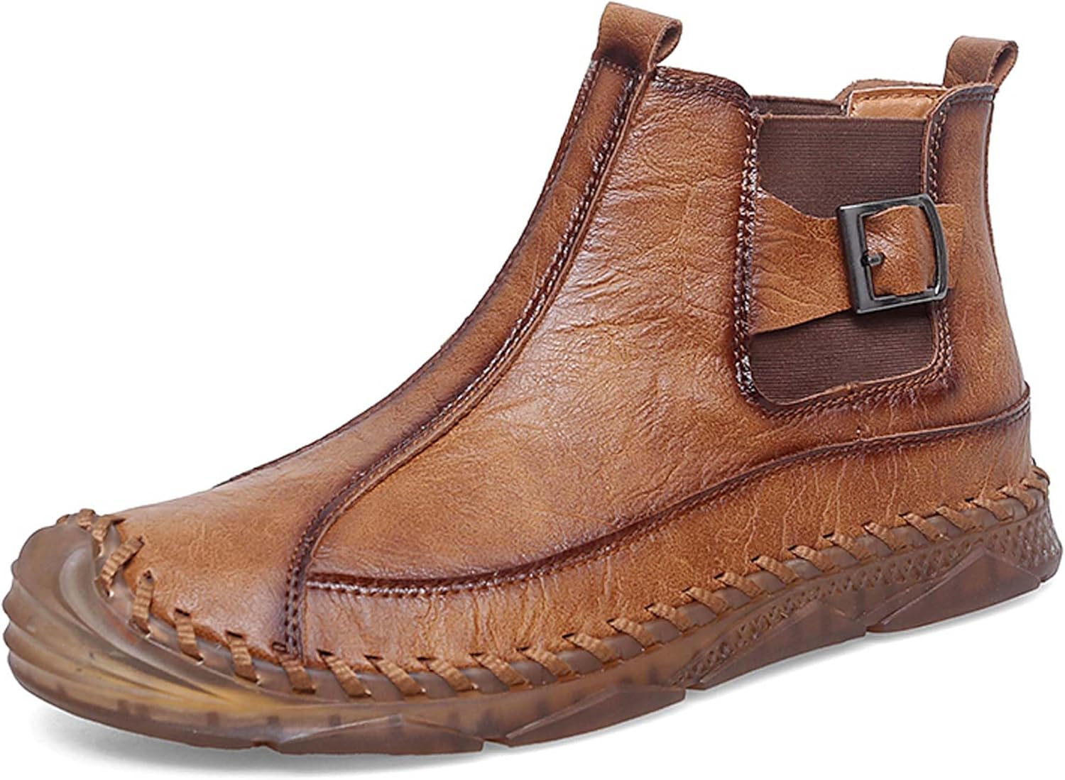 

Мужские ботинки челси в стиле ретро, высокие, с металлической пряжкой, повседневные, формальные, противоскользящие, износостойкие, для активного отдыха, спорта, путешествий, походов Generic, желтый