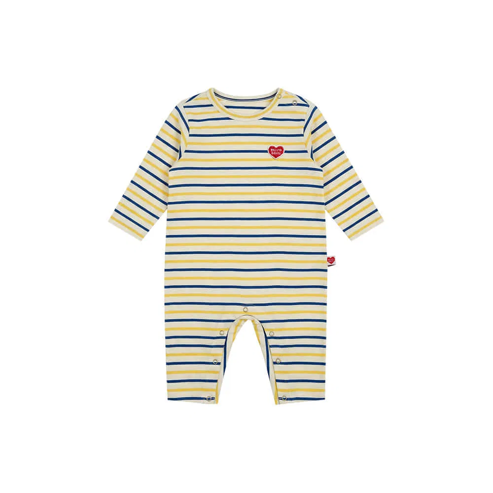 Детский комбинезон с длинными рукавами в мультиполоску Baby Heart, жёлтый, от Belita&Boys
