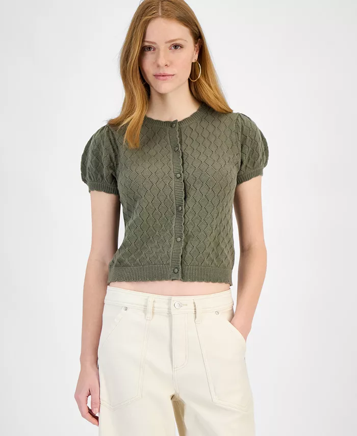 

Кардиган на пуговицах из ажурной вязки Petite Pointelle And Now This, зеленый