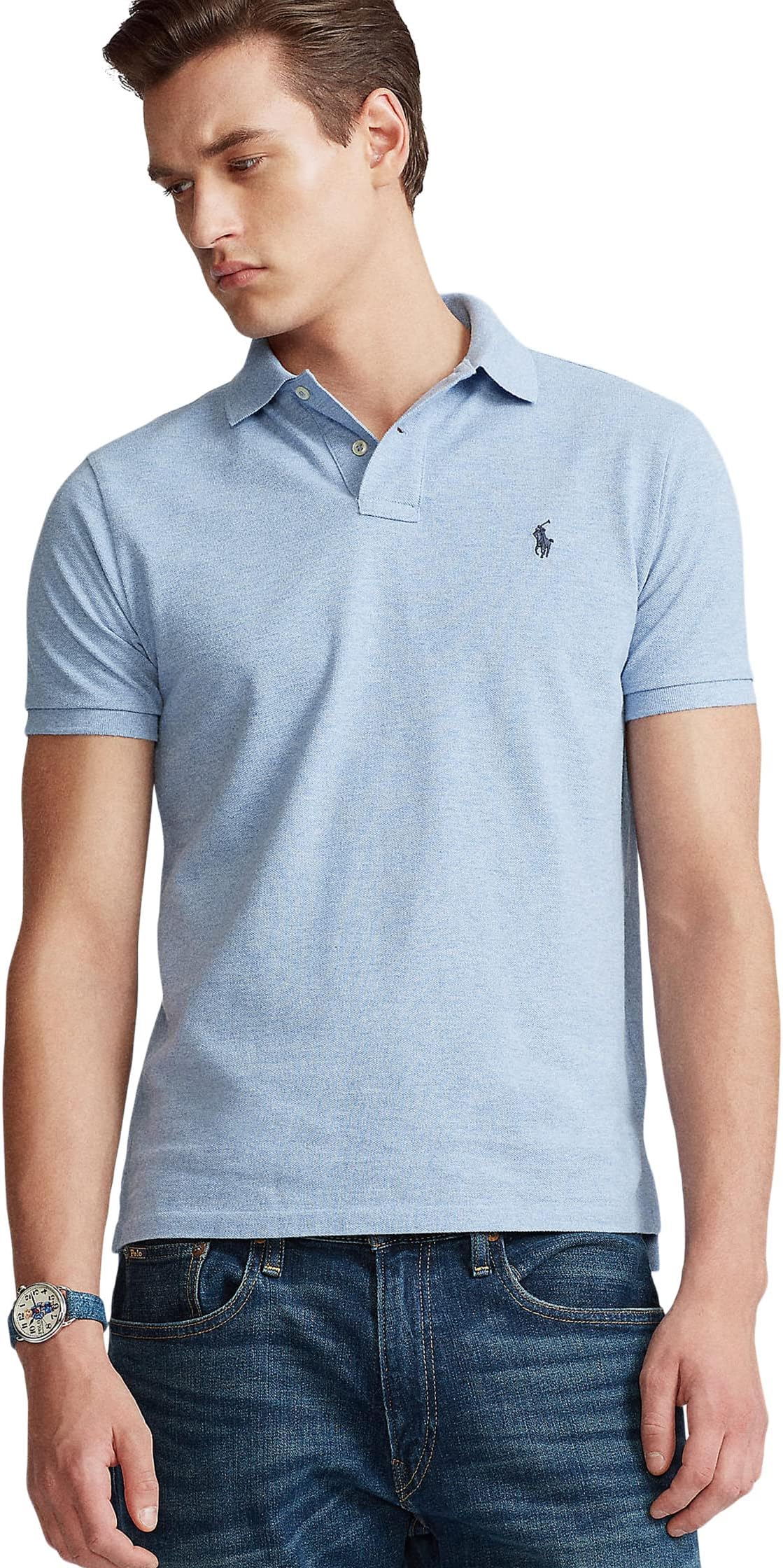 

Рубашка-поло Custom Slim Fit Mesh Polo Polo Ralph Lauren, цвет Jamaica Heather