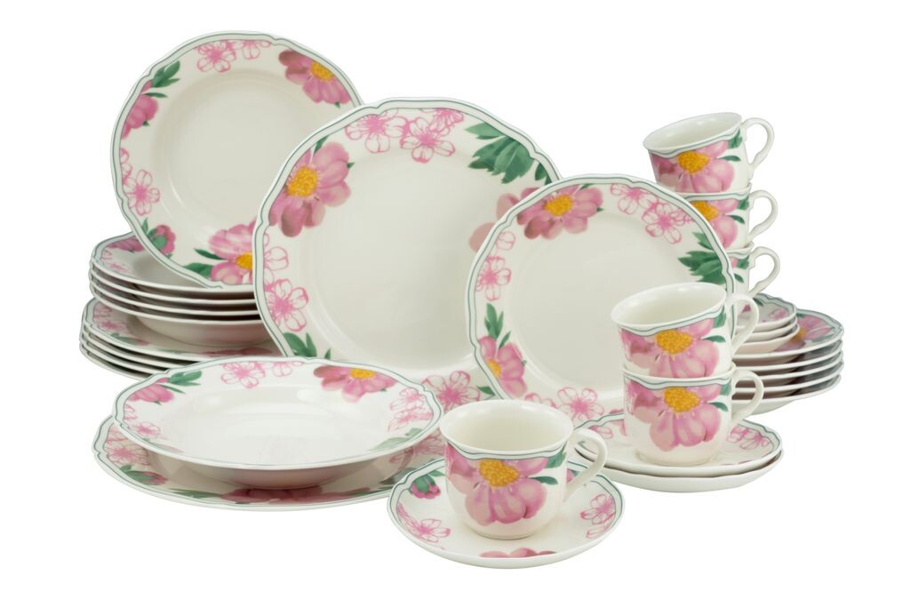 

CreaTable, 22756, крем Alba Rose, комбинированный сервиз 30 предметов, фарфор, белый