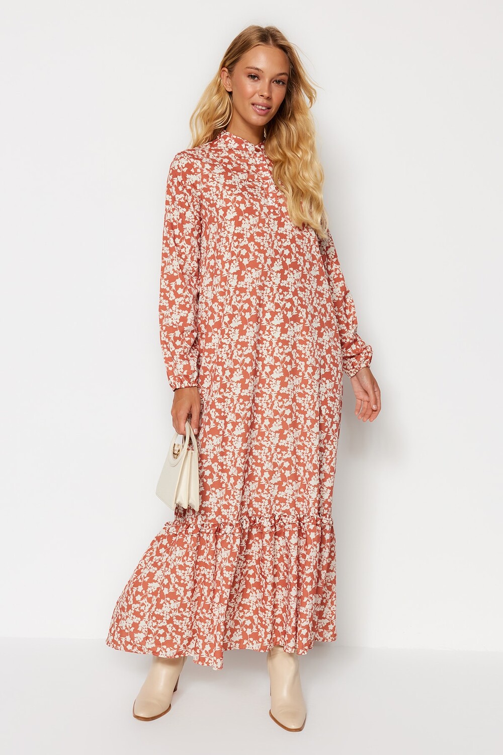

Платье - Коричневое - А-силуэт Trendyol Modest, коричневый