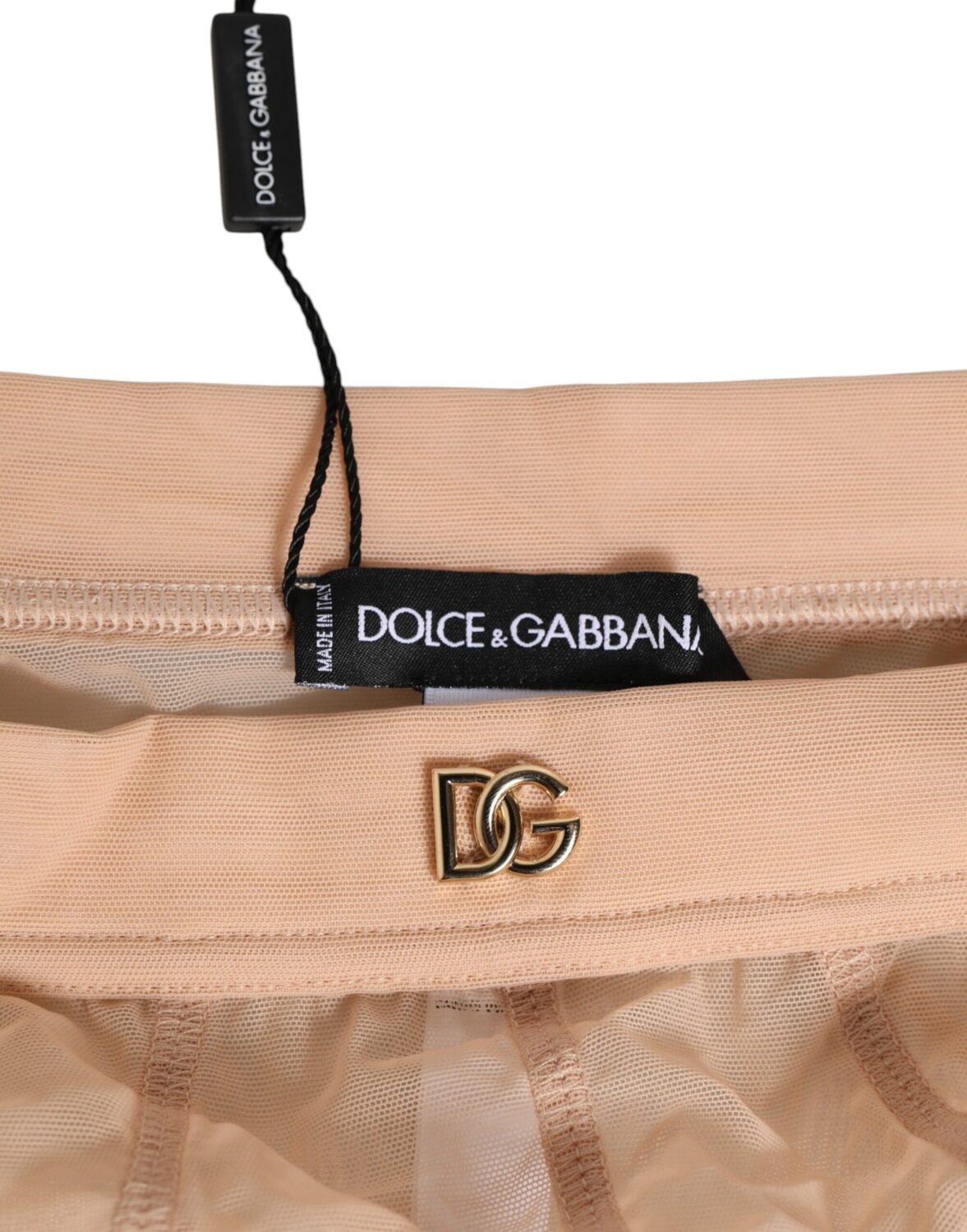 Бежевые прозрачные сетчатые трусики с высокой талией Dolce & Gabbana, бежевый — фото 2