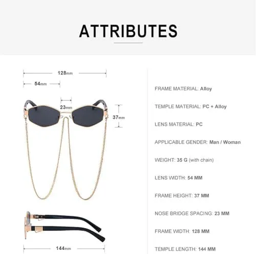 

Панк-очки 2027 года с цепочкой, ретро-солнцезащитные очки для женщин, уникальные многоугольные очки, мужские солнцезащитные очки-окулос MTZJH, C6 With Chain