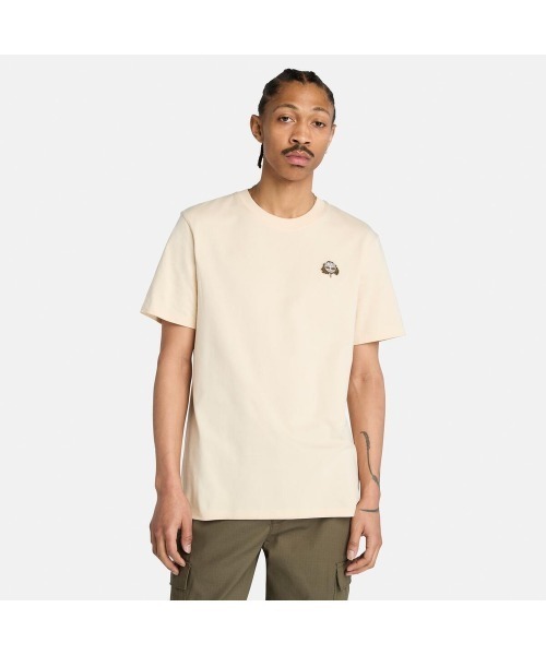 

Мужская футболка с коротким рукавом, с нашивкой в виде дерева Timberland, светло-белый