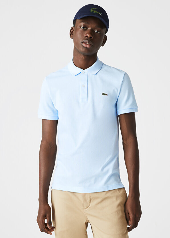Slim fit l.12.12 голубая мужская футболка-поло Lacoste — фото 2