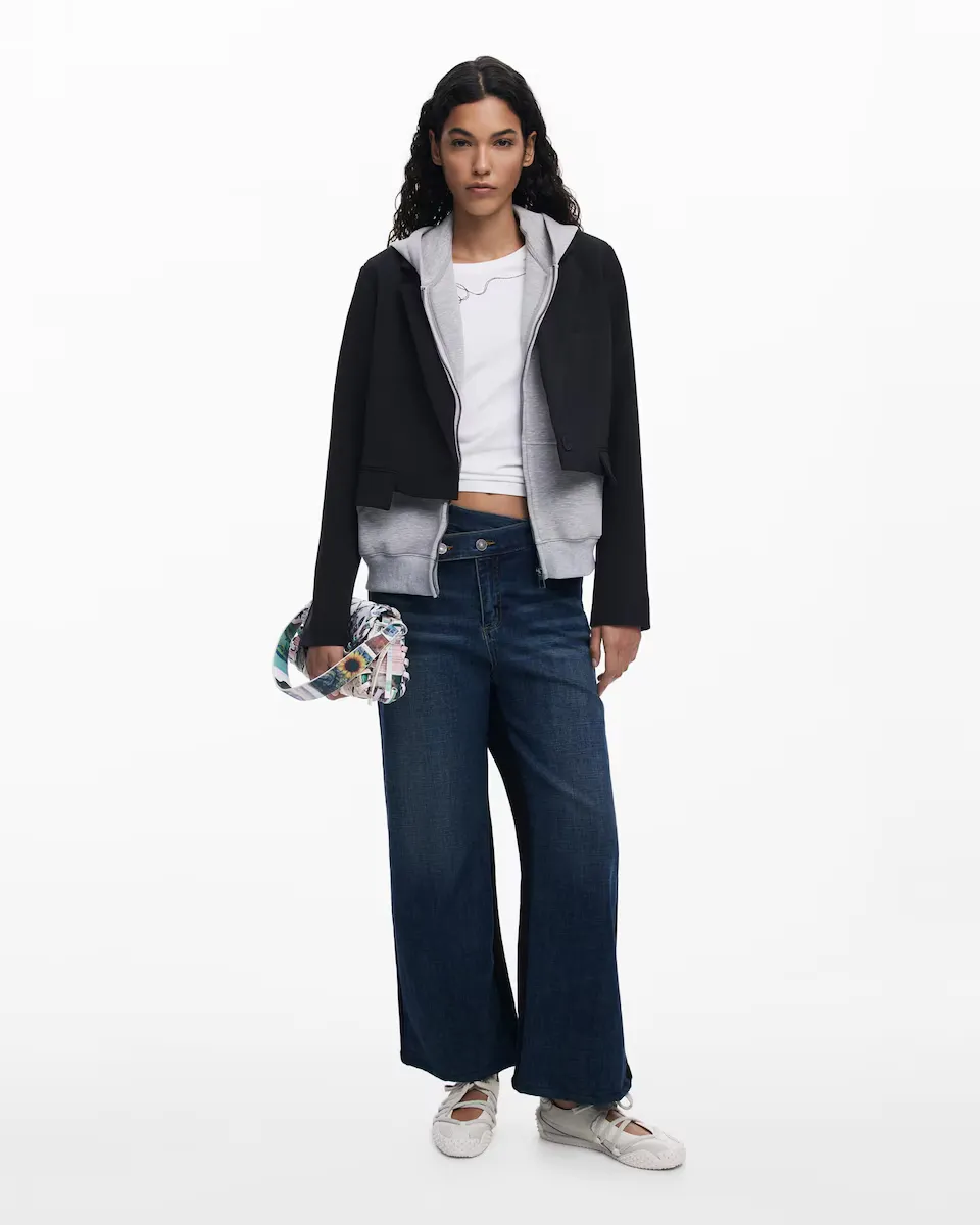 

Женские ковбойские джинсы фларе с комбинированной отделкой Desigual, синий