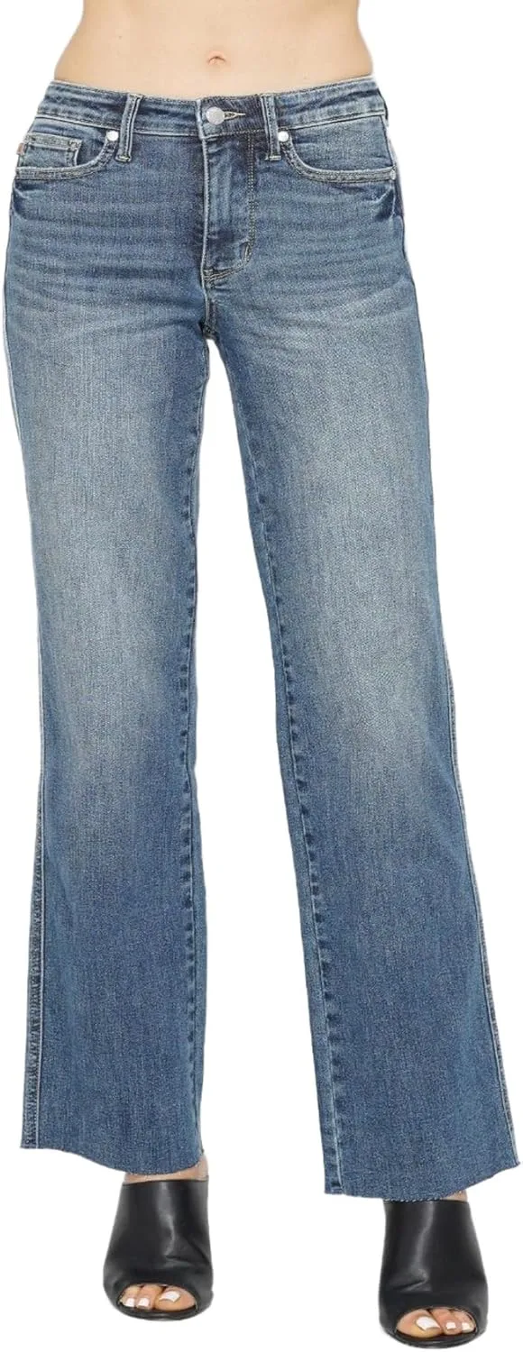 

Judy-B женские джинсы casual высокие с эффектом стройнящего животика прямые светлый деним Yanhoo