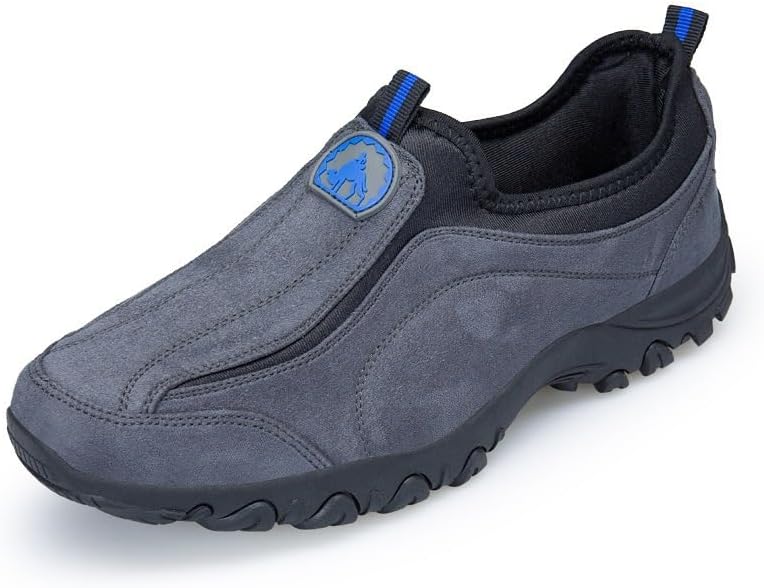 

Мужские кроссовки-лоферы без шнурков для ходьбы, свободного ношения, повседневные, кожаные, удобные, дышащие, для походов и работы, ботинки до щиколотки для треккинга Soft Time Toy, серый