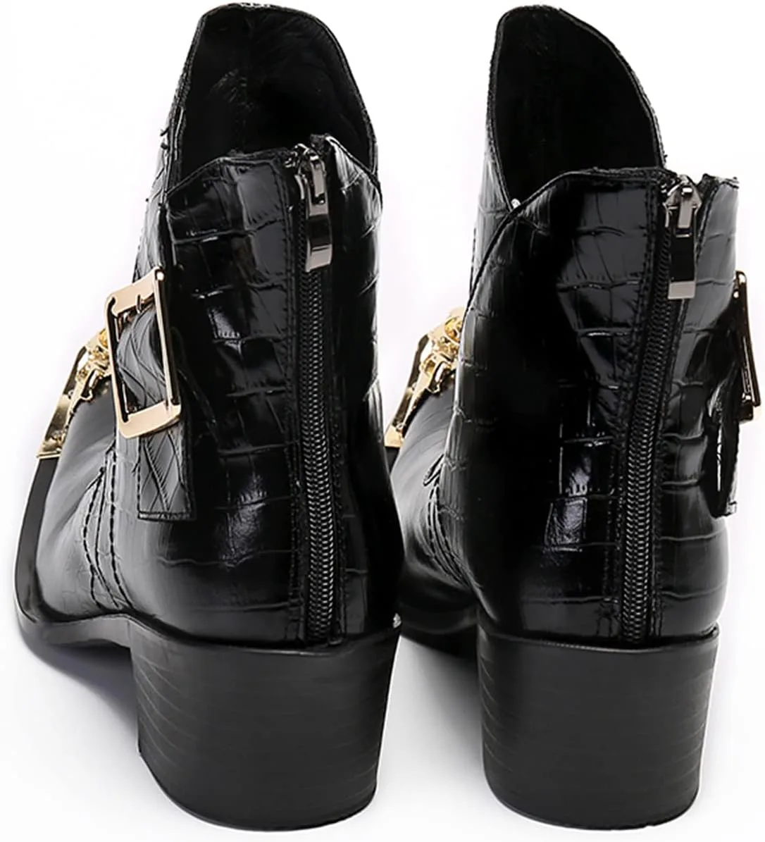 

Мужские ботинки Santimon из натуральной кожи в стиле вестерн Chelsea | Ботинки средней высоты с металлическим носком и боковой молнией | Смелый стиль для ночных клубов, элитных вечеринок и сценических выступлений, черный