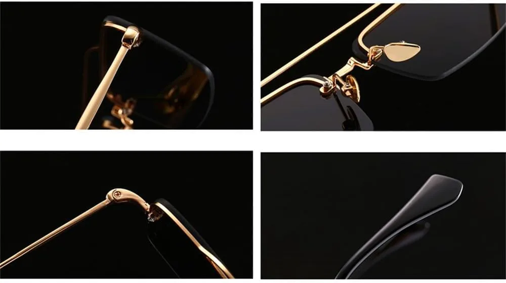 

Солнцезащитные очки ретро прямоугольной формы для мужчин, металлическая оправа, полуободковые солнцезащитные очки для женщин, летние VFDHN, Gold With Clear