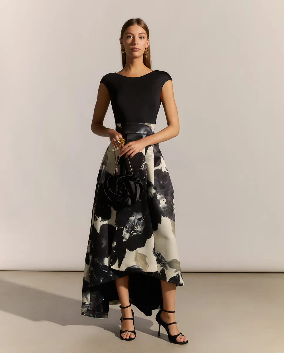 

Длинное платье с трикотажным верхом Woman Fiesta El Corte Inglés, черный