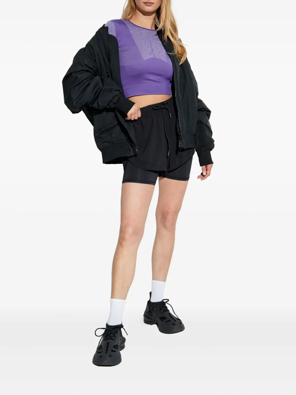 Топ с длинными рукавами и змеиным узором Adidas by Stella McCartney, фиолетовый — фото 2