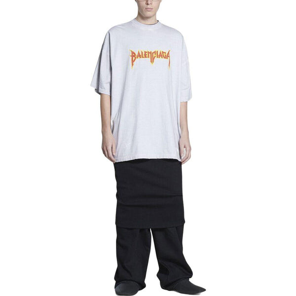 Футболка metallica short sleeve t-shirt oversized fit 'white orange' Balenciaga, белый — фото 3