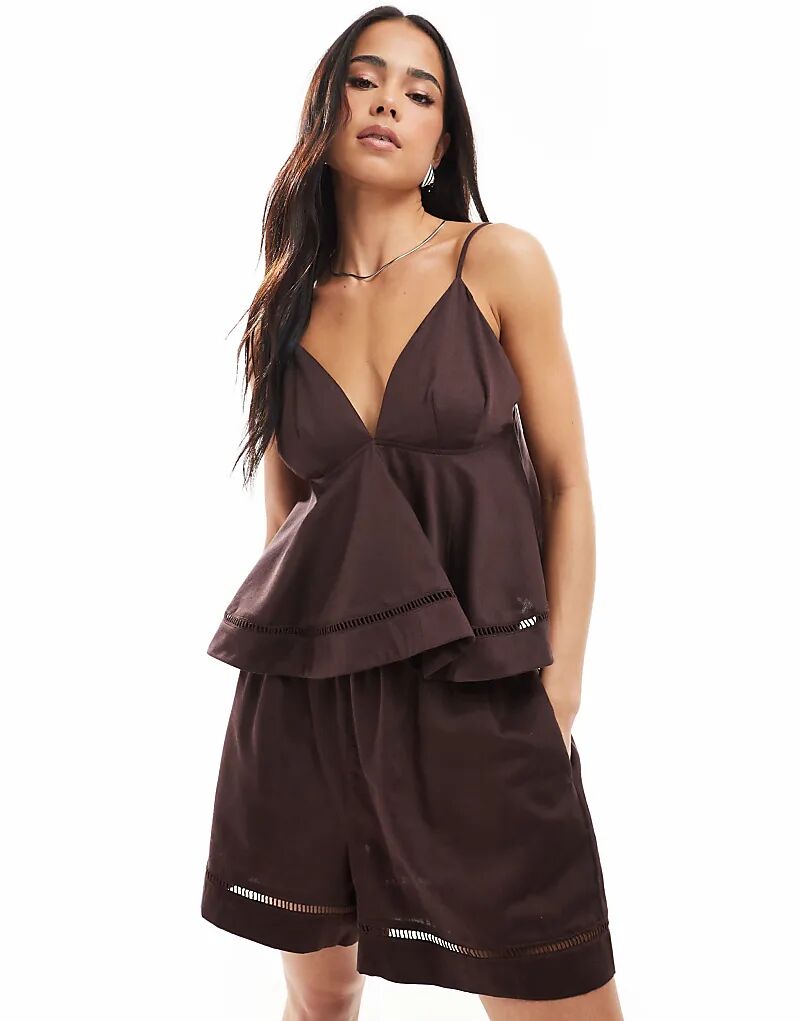 

Комбинезон на бретелях ASOS DESIGN шоколадного цвета