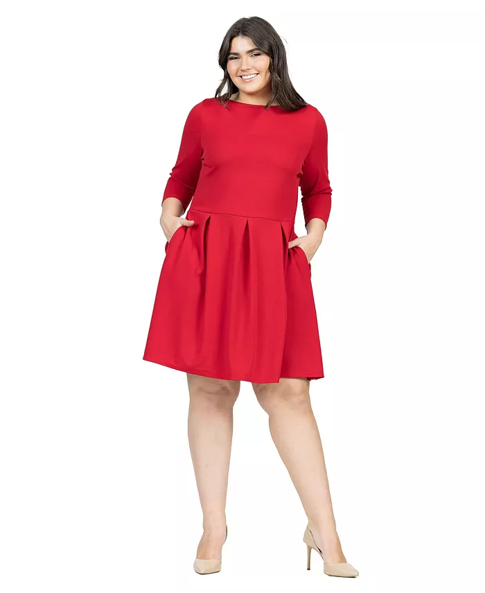 

Платье Plus Size Perfect Fit and Flare с карманами 24seven Comfort Apparel, красный