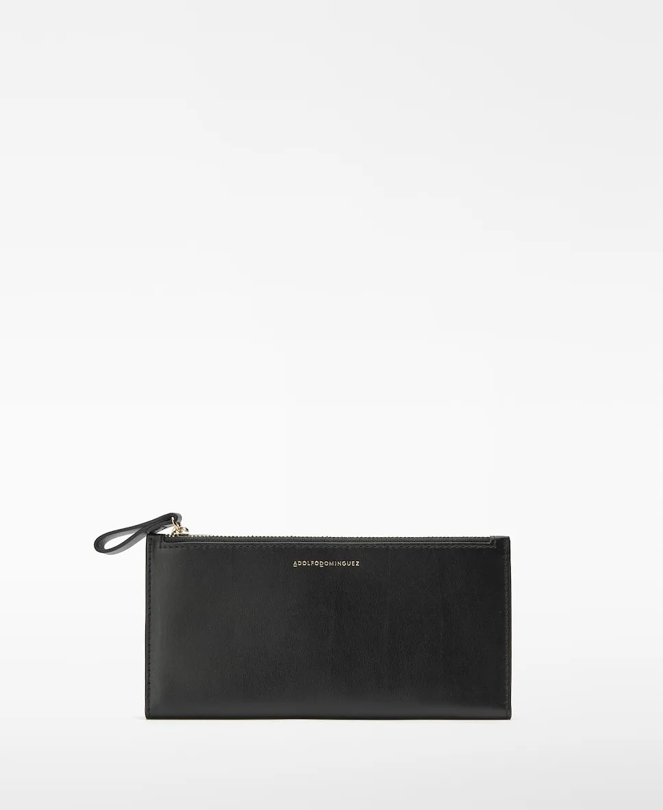 

Женский кожаный кошелек на молнии Adolfo Dominguez, черный