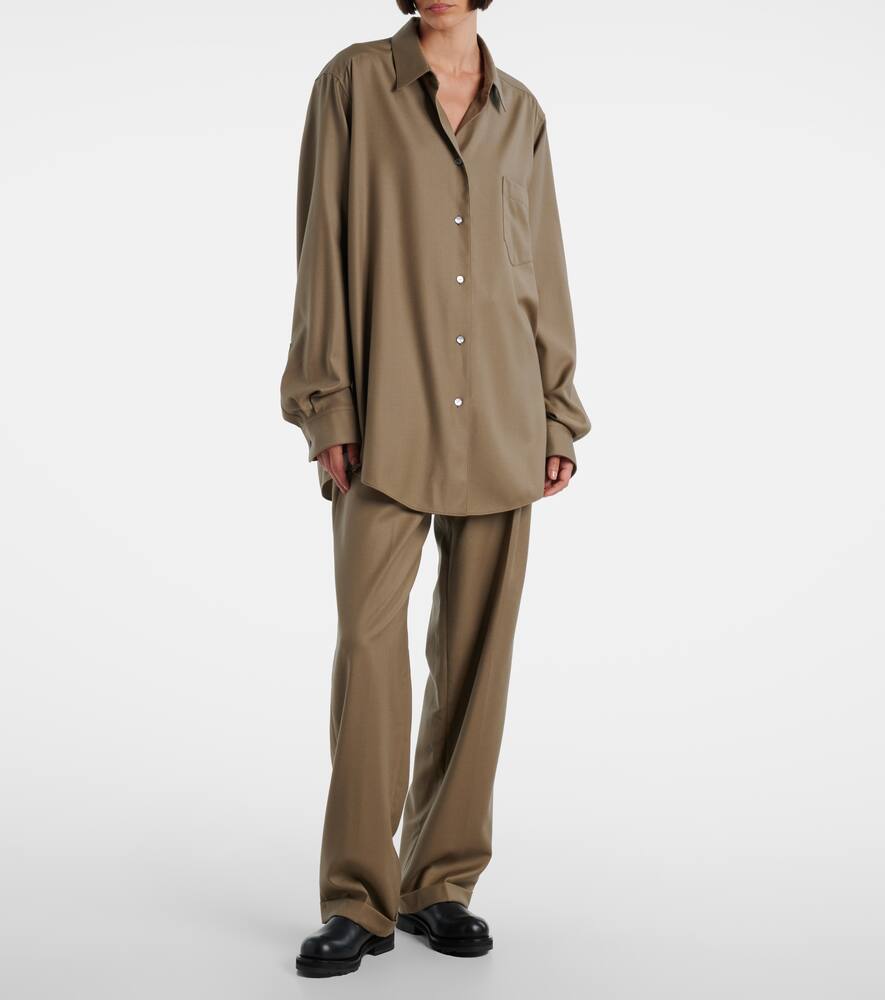 Рубашка из вирджинской шерсти Pino The Row, Military Beige — фото 2