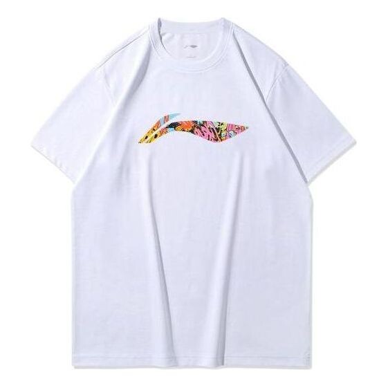 

Футболка с большим графическим принтом, свободная футболка Li-Ning, белый