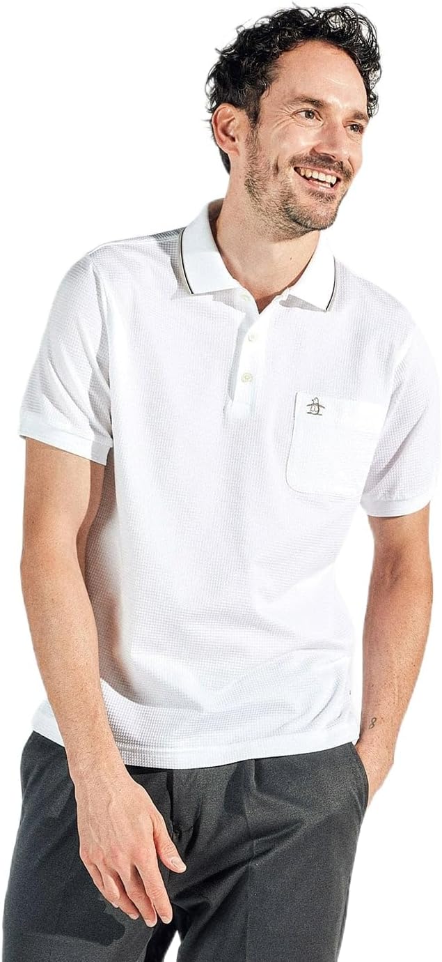 

Мужская рубашка поло Munsingwear MG5SHS05M с коротким рукавом, клетчатый узор «гусиная лапка», производство Япония, впитывает пот, быстро сохнет, для игры в гольф, белый