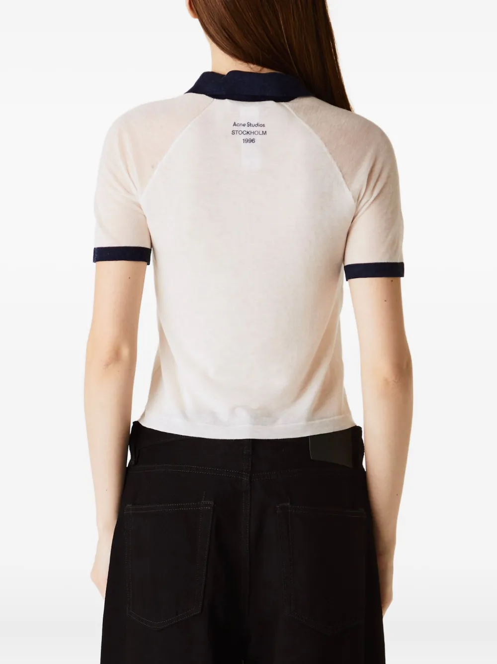 Рубашка поло с короткими рукавами Acne Studios, белый — фото 3