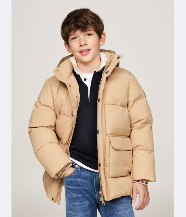 

Куртка детская Tommy Hilfiger свободного кроя с капюшоном, бежевый