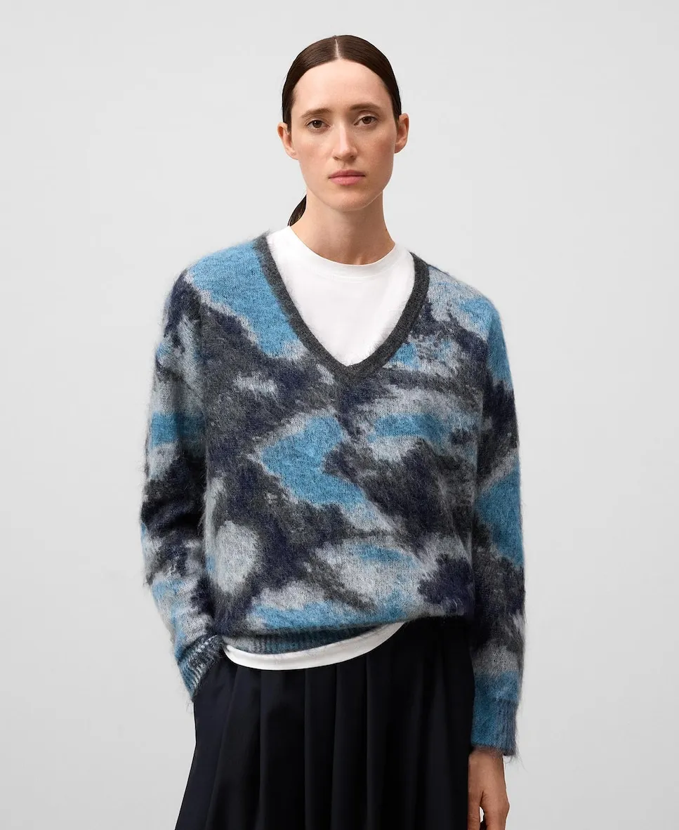 

Женский джемпер с узором в технике жаккарда Adolfo Dominguez, синий