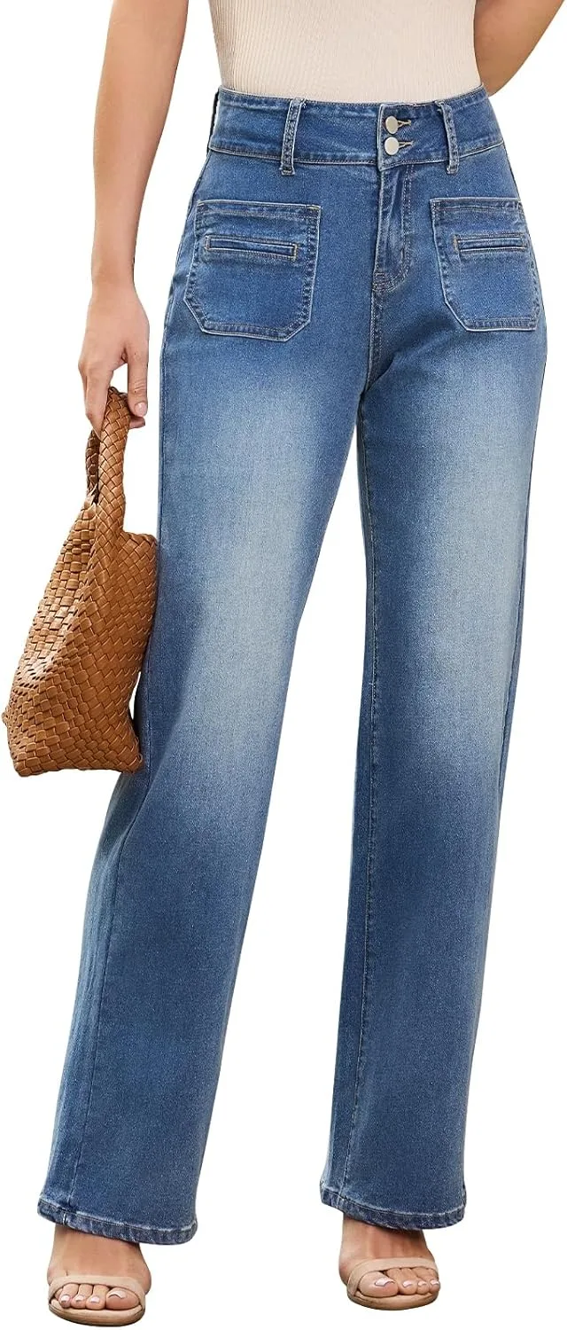 

Джинсы High Waisted Straight Leg для женщин с эффектом Tummy Control VPWHY