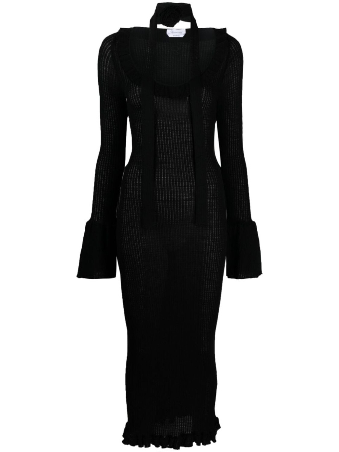 

Blumarine платье в рубчик с оборками, черный