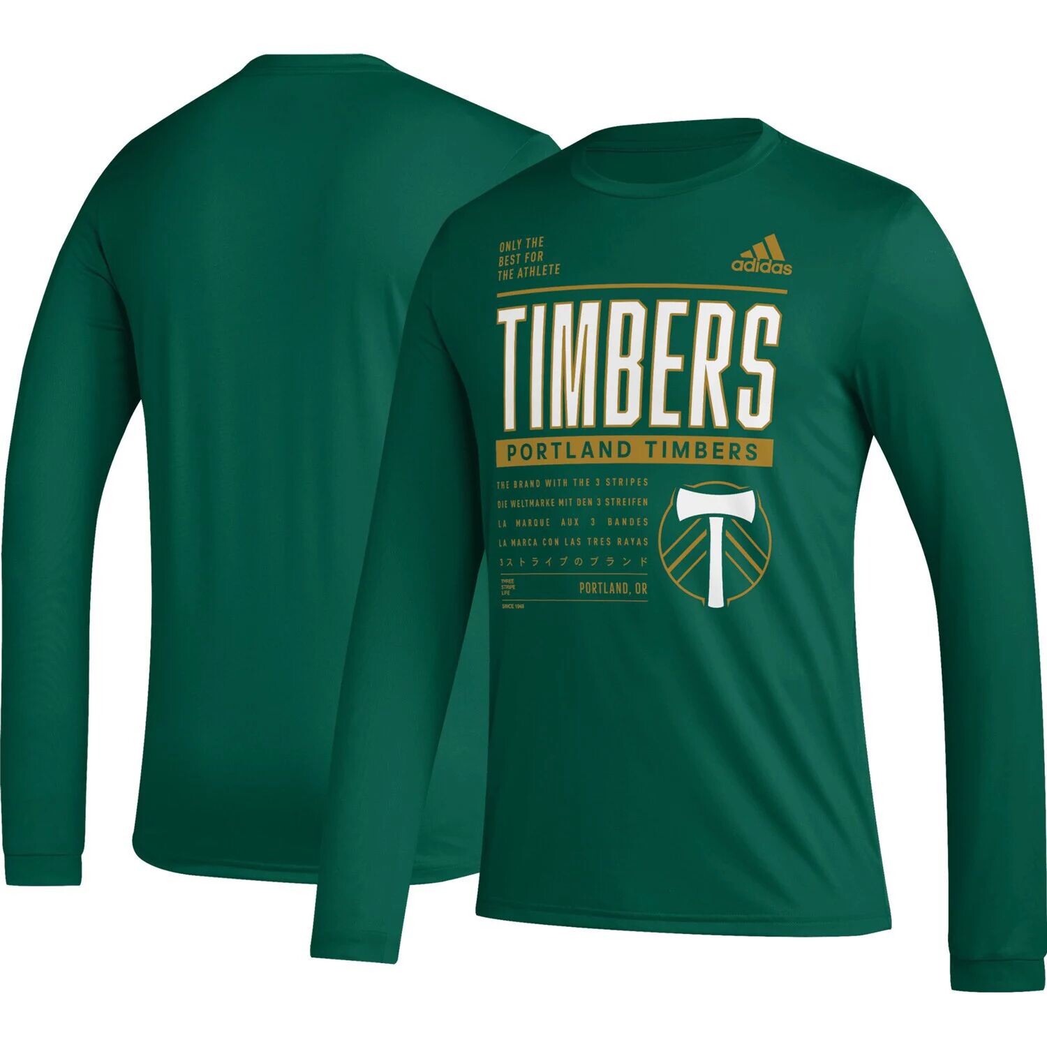 

Мужская зеленая футболка с длинным рукавом Portland Timbers Club DNA adidas, Зеленый, Мужская зеленая футболка с длинным рукавом Portland Timbers Club DNA adidas