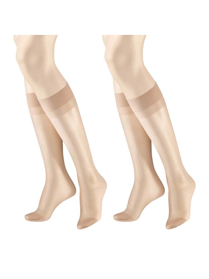 

Hudson Чулки Lilly Lafina, размер 15, комплект из 2 пар, тонкие, до колена, с не сдавливающим поясом, цвет кожи