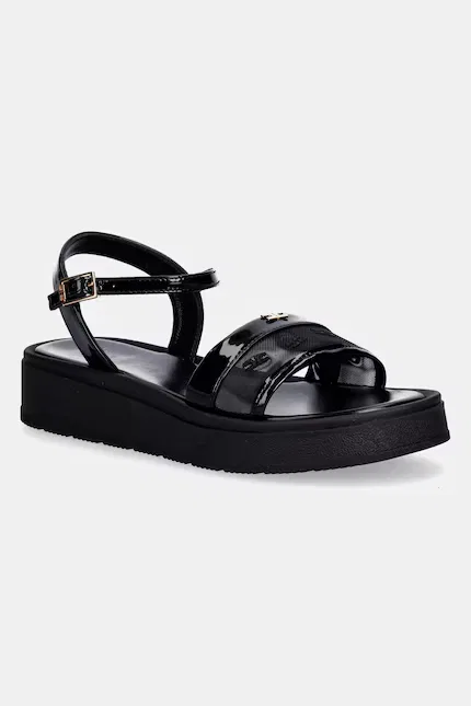 Сандалии детские из кожи и синтетики Elisabetta Franchi, черный