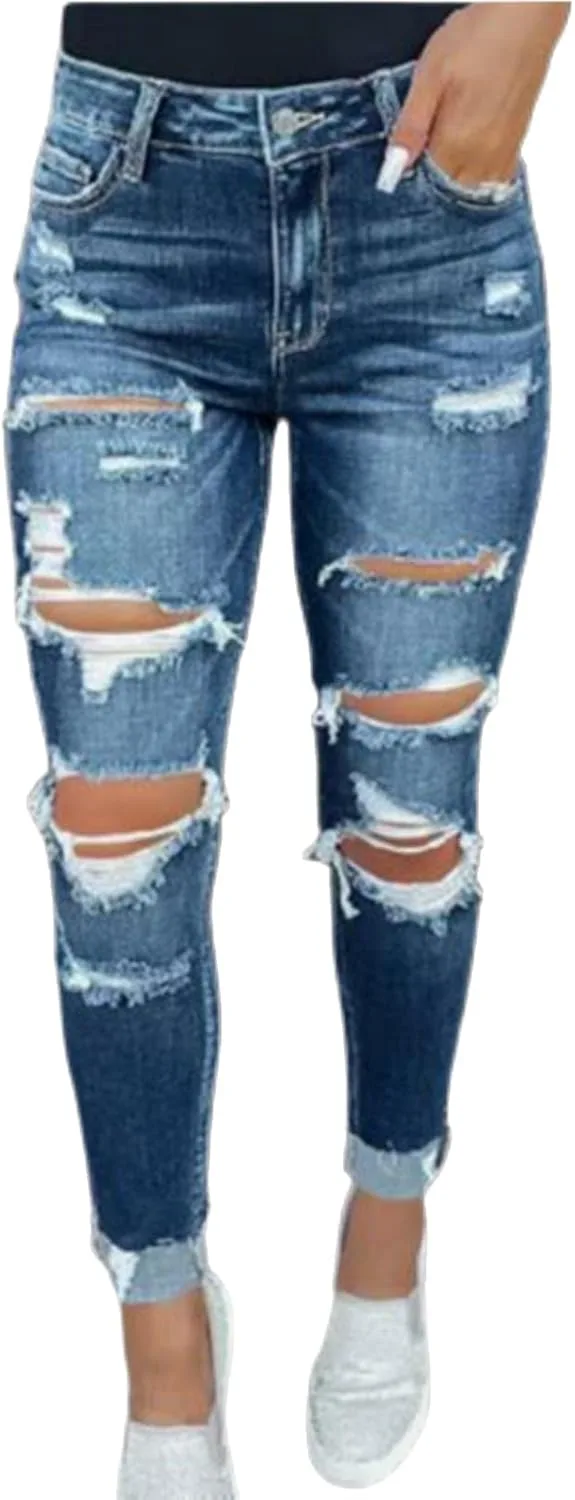 

Женские рваные джинсы Mid Rise Boyfriend Loose Fit Tazeap