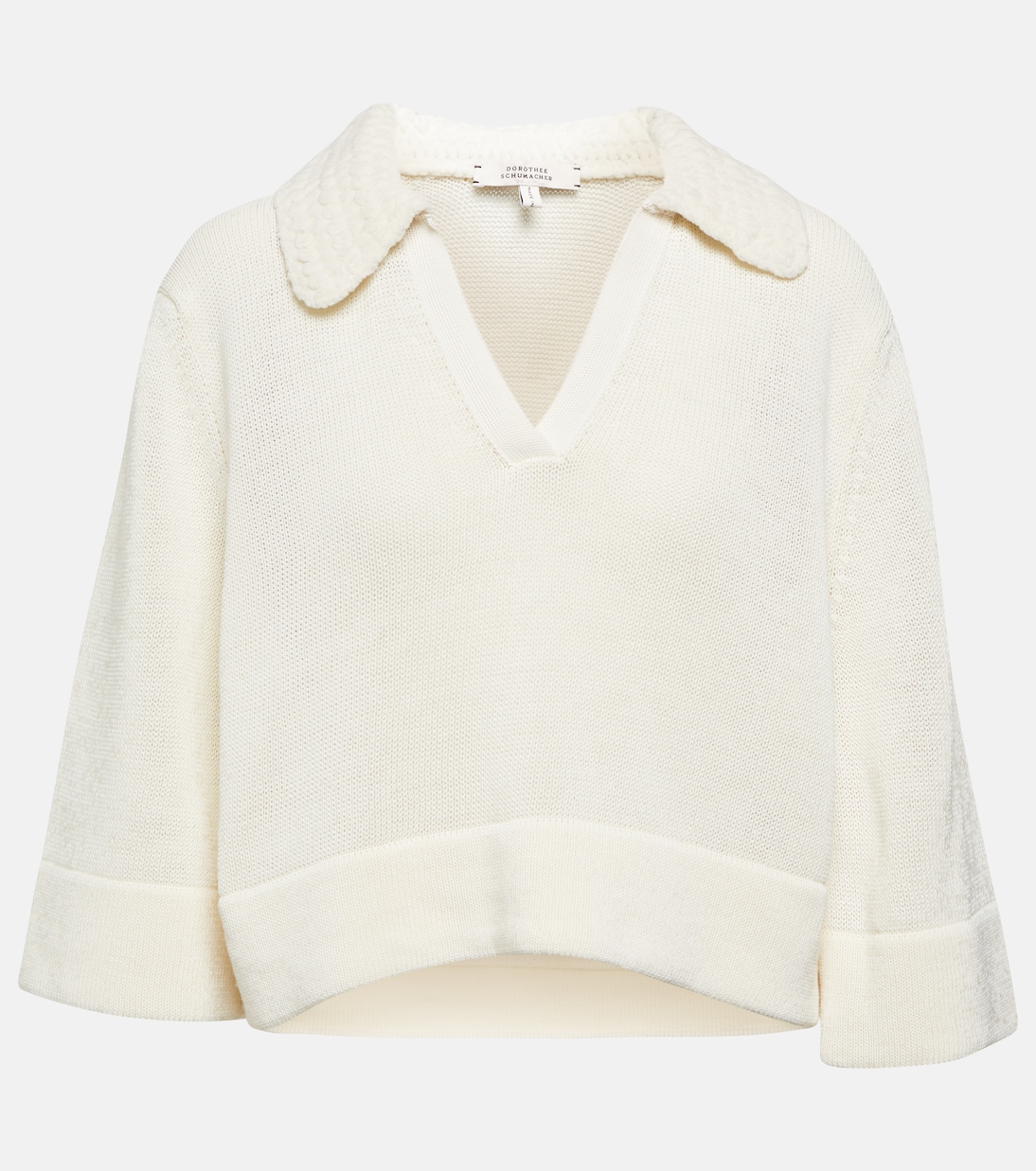 

Спортивный свитер-поло из смеси шерсти и хлопка Dorothee Schumacher, Camellia White