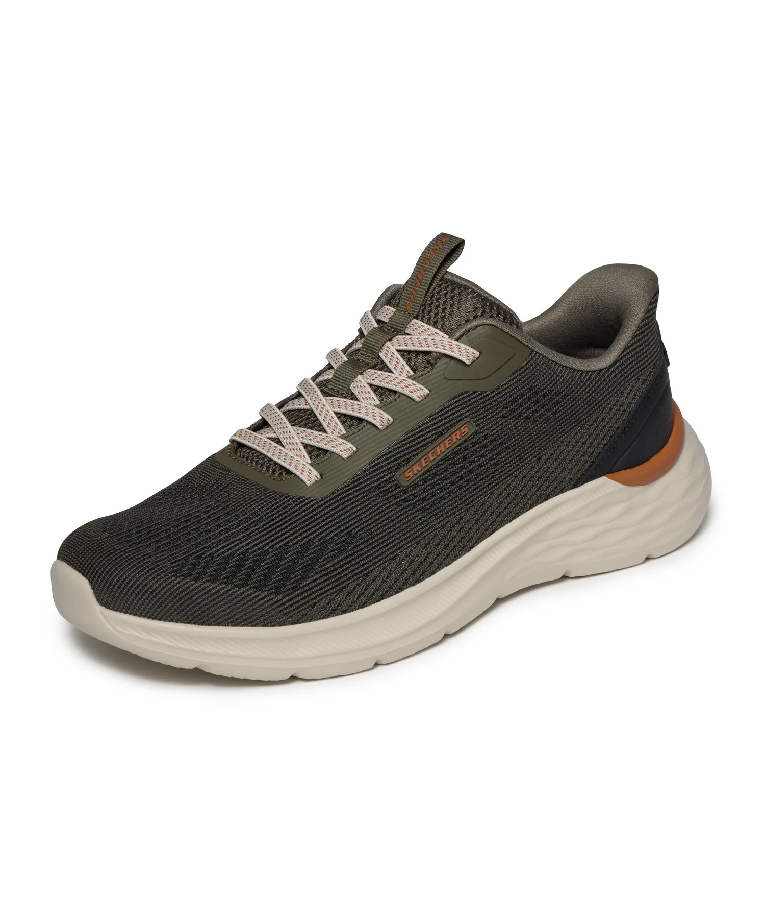 Мужские кроссовки без шнуровки Skechers Hands Free Slip-ins Relaxed Fit Garner Ellis оливковые