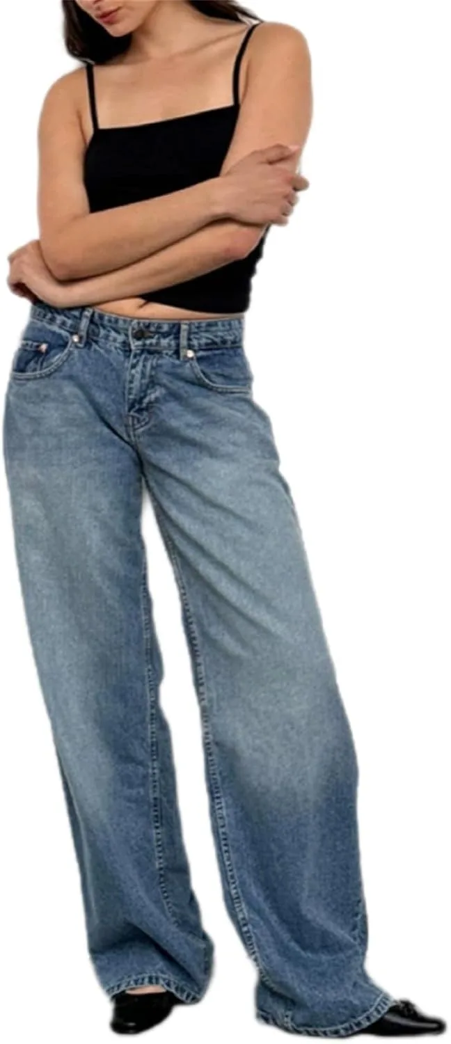 

Джинсы Boyfriend с широкими штанинами, низкой посадкой, свободный крой