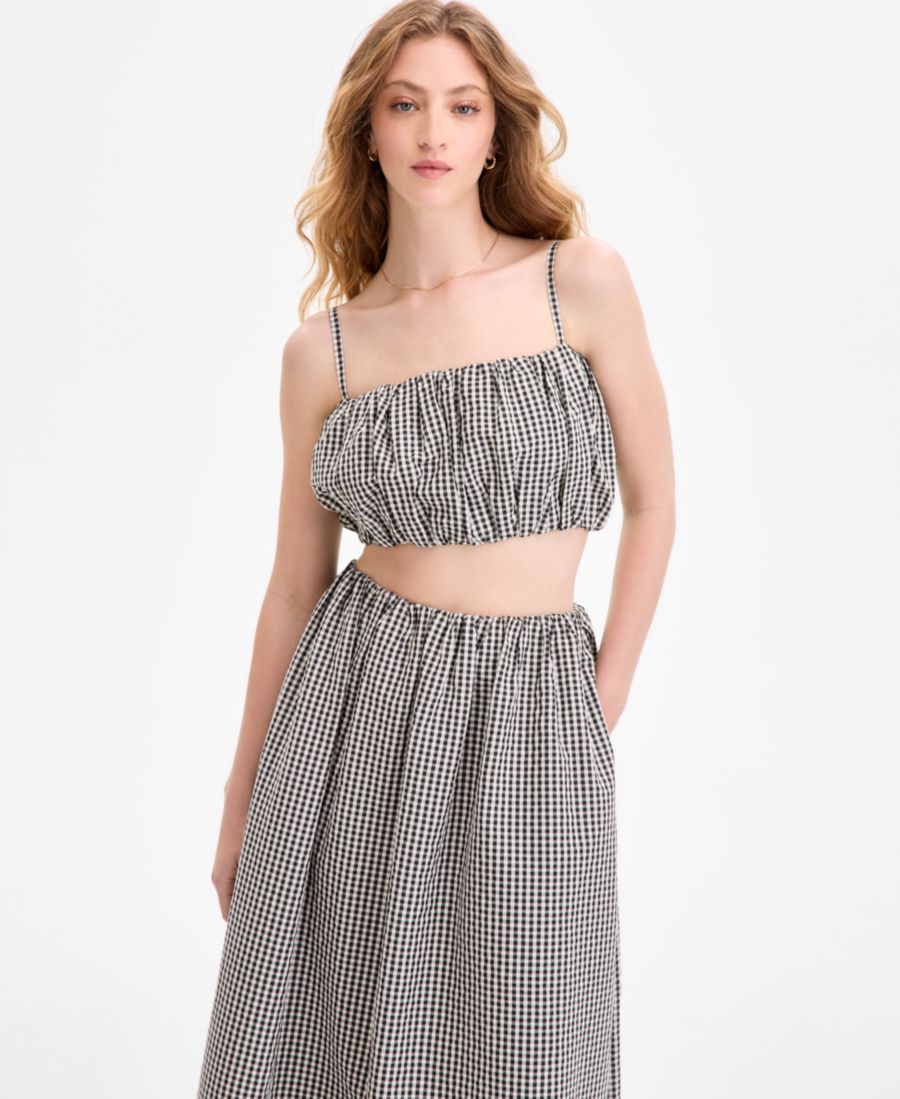 

Женский укороченный топ в клетку French Connection, Black Gingham