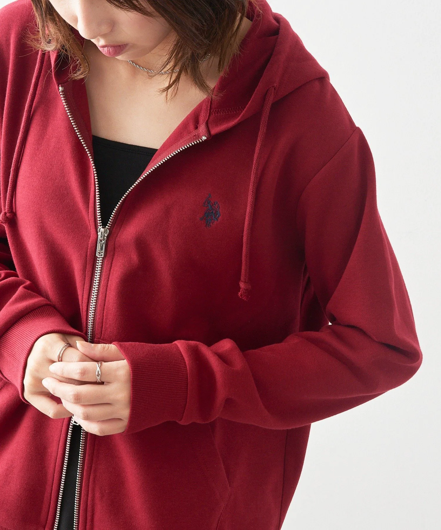 Поло с капюшоном и двойной молнией, с логотипом US POLO ASSN./One-Point Logo. U.S. Polo Assn., BGD