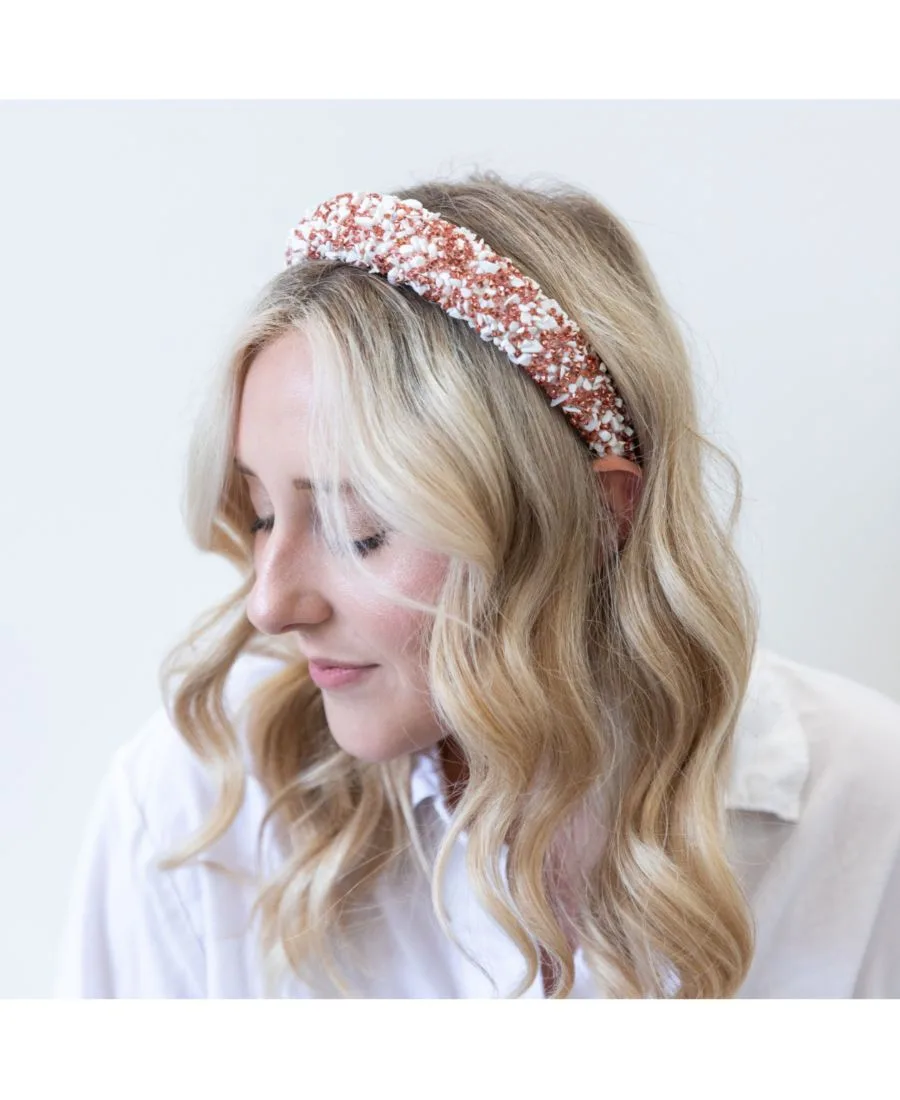 Headbands of Hope Женская повязка на голову "All that Glitters" - розовое золото + белый — фото 2