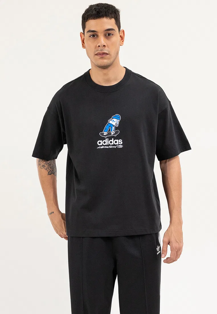 Футболка с коротким рукавом, городской стиль, City Skate Adidas, черный