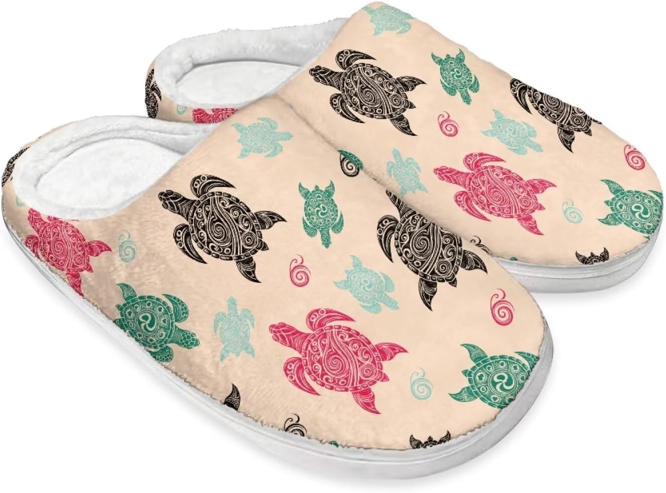 

Тапочки STUOARTE для женщин и мужчин, мягкие домашние тапочки, теплые и пушистые, плюшевые, противоскользящие, на низком ходу, Sea Turtle - Multicolor