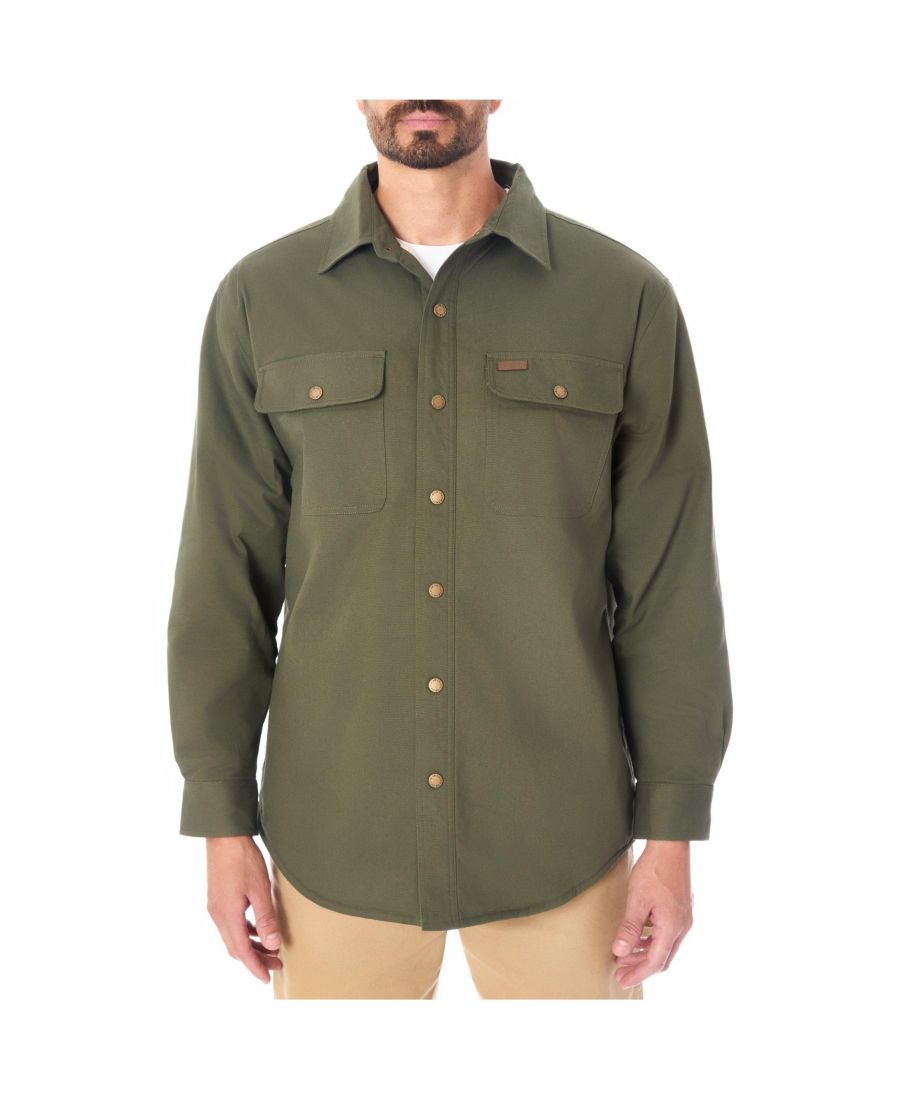 

Мужская рубашка-куртка из эластичного канваса с подкладкой из искусственной шерпы и застежками на кнопках Smith's Workwear, Black olive