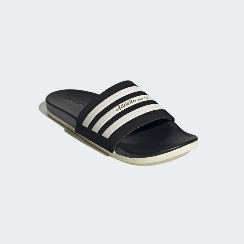 Шлепанцы adidas Adilette Comfort (унисекс), белый/черный/золотой — фото 4